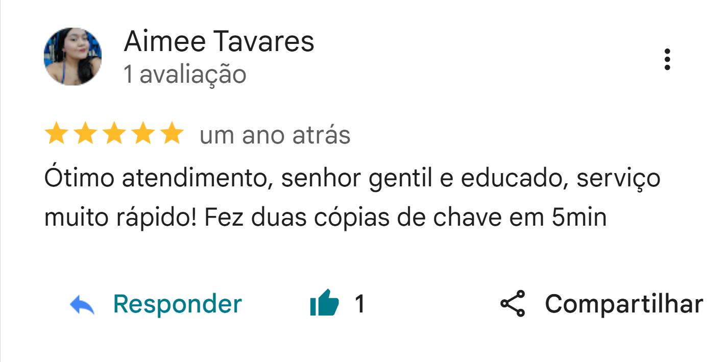 Avaliação no Google - Aimee Tavares