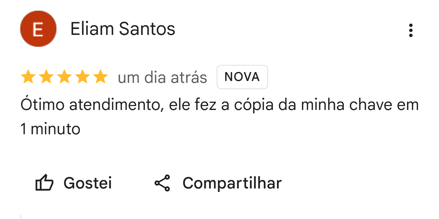 Avaliação no Google - Eliam Santos